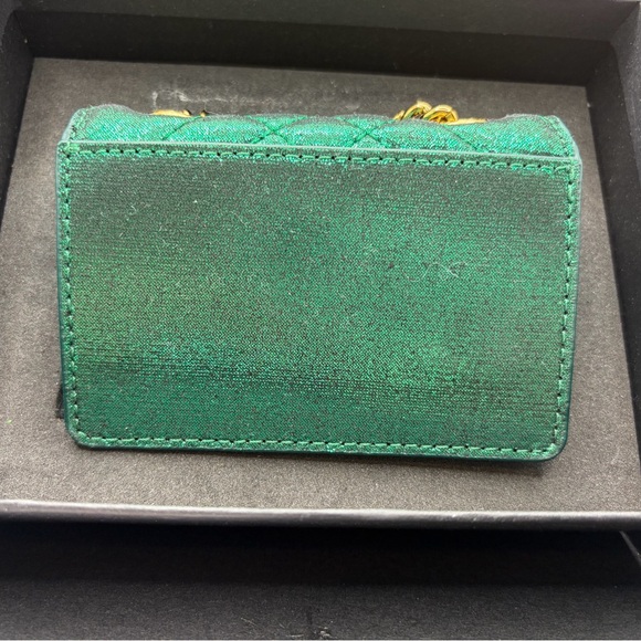 Kurt Geiger Metallic Quilted Mini Bag in Emerald with Gold Lock & Earrings - Picture 6 of 6